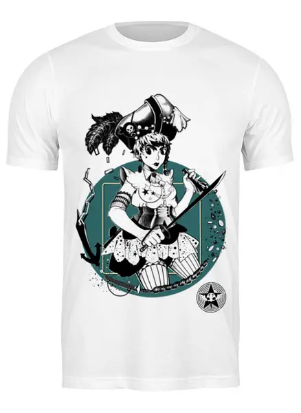 Заказать мужскую футболку в Москве. Футболка классическая Пиратка от cinstudio@mail.ru - готовые дизайны и нанесение принтов.
