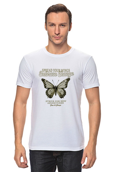 Заказать мужскую футболку в Москве. Футболка классическая Распахни крыльями от d.v.cool71@gmail.com - готовые дизайны и нанесение принтов.