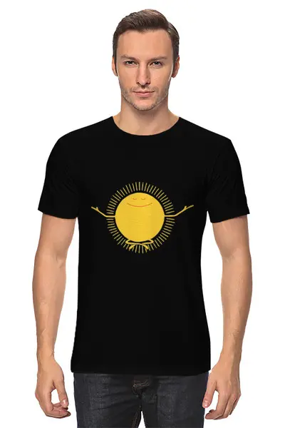 Заказать мужскую футболку в Москве. Футболка классическая солнце от cherdantcev - готовые дизайны и нанесение принтов.