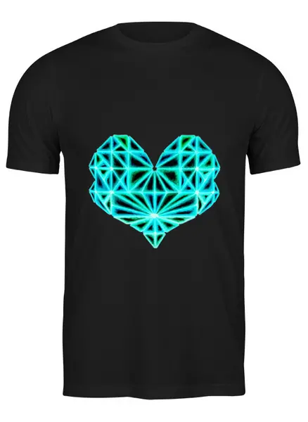 Заказать мужскую футболку в Москве. Футболка классическая Сердце геометрическое на черном от Анна - готовые дизайны и нанесение принтов.