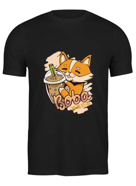 Заказать мужскую футболку в Москве. Футболка классическая Corgi Boba от Павел Павел - готовые дизайны и нанесение принтов.