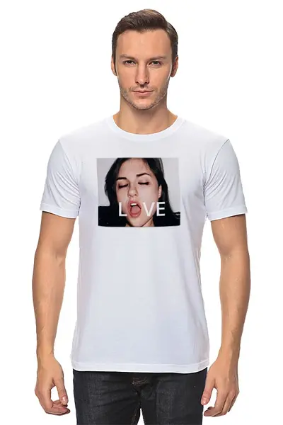 Заказать мужскую футболку в Москве. Футболка классическая Sasha Grey LOVE от philipp53@yandex.ru - готовые дизайны и нанесение принтов.