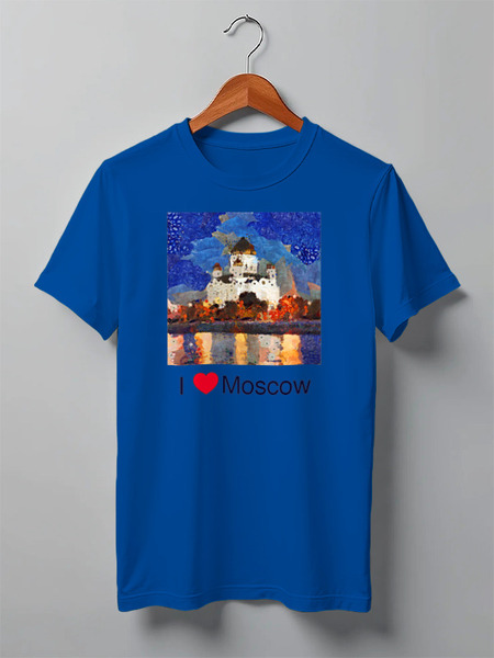 Заказать мужскую футболку в Москве. Футболка классическая Я люблю Москву  от Иринушка - готовые дизайны и нанесение принтов.