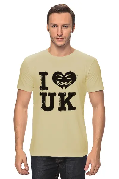 Заказать мужскую футболку в Москве. Футболка классическая UK Love от skynatural - готовые дизайны и нанесение принтов.