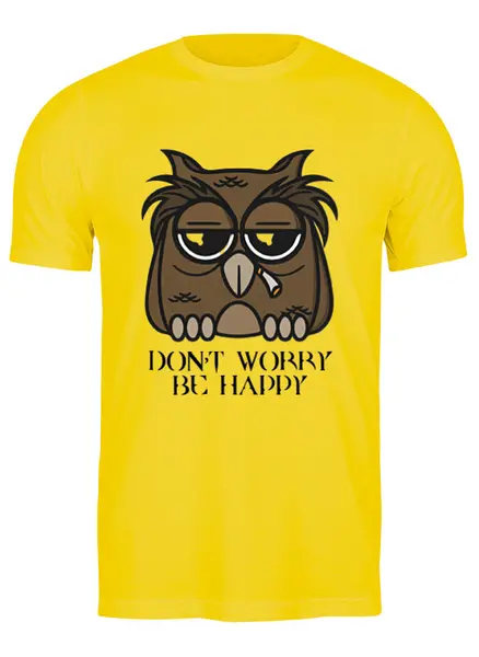Заказать мужскую футболку в Москве. Футболка классическая Грустная сова от mosya - готовые дизайны и нанесение принтов.