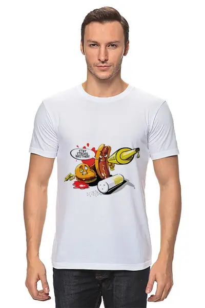 Заказать мужскую футболку в Москве. Футболка классическая Gang food от kotashi - готовые дизайны и нанесение принтов.