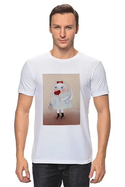 Заказать мужскую футболку в Москве. Футболка классическая Кошка с леденцом от Татьяна - готовые дизайны и нанесение принтов.