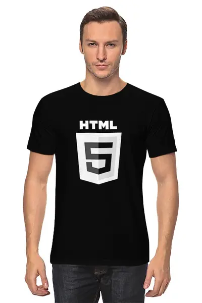 Заказать мужскую футболку в Москве. Футболка классическая dark html5 от keetekat - готовые дизайны и нанесение принтов.