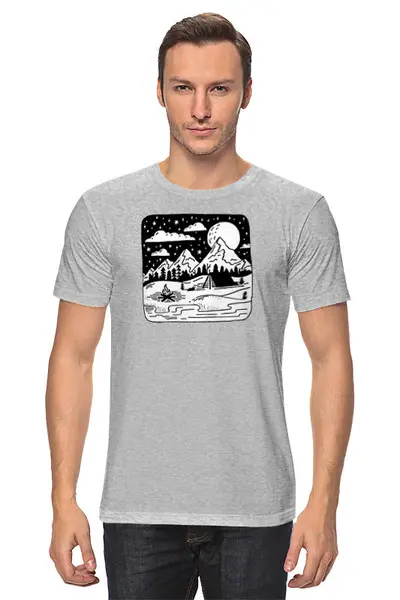 Заказать мужскую футболку в Москве. Футболка классическая Mountains от oneredfoxstore@gmail.com - готовые дизайны и нанесение принтов.