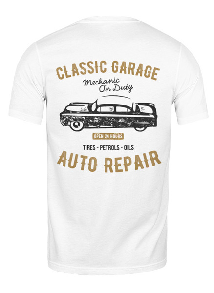 Заказать мужскую футболку в Москве. Футболка классическая My garage - my rules. Мой гараж - мои правила от Fix Print - готовые дизайны и нанесение принтов.