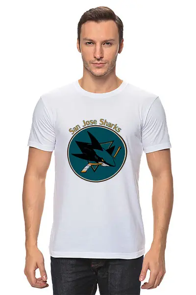 Заказать мужскую футболку в Москве. Футболка классическая San Jose Sharks от kspsshop - готовые дизайны и нанесение принтов.