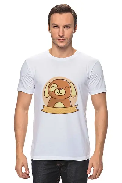 Заказать мужскую футболку в Москве. Футболка классическая Спящая собачка от svetlanas - готовые дизайны и нанесение принтов.