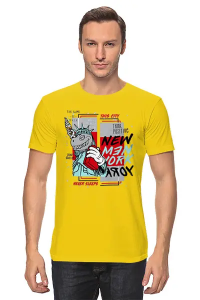 Заказать мужскую футболку в Москве. Футболка классическая Динозавр  от Print design  - готовые дизайны и нанесение принтов.