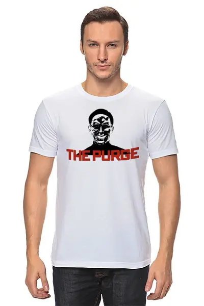 Заказать мужскую футболку в Москве. Футболка классическая the purge от торгаш - готовые дизайны и нанесение принтов.