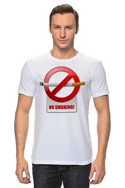 Заказать мужскую футболку в Москве. Футболка классическая NO SMOKING от Jimmy Flash - готовые дизайны и нанесение принтов.