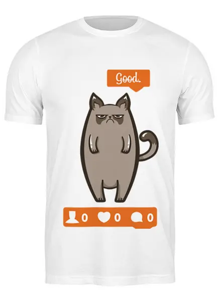 Заказать мужскую футболку в Москве. Футболка классическая Кот (Cat) от Zamula - готовые дизайны и нанесение принтов.
