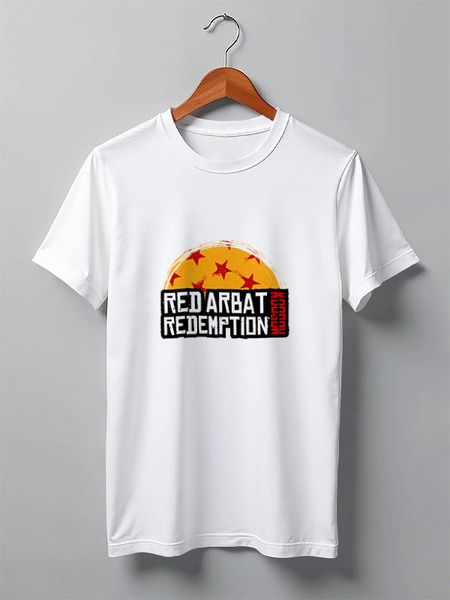 Заказать мужскую футболку в Москве. Футболка классическая Red Arbat Moscow Redemption от kamal-creations - готовые дизайны и нанесение принтов.
