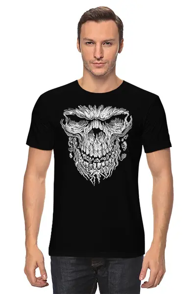 Заказать мужскую футболку в Москве. Футболка классическая Skull Art от Leichenwagen - готовые дизайны и нанесение принтов.