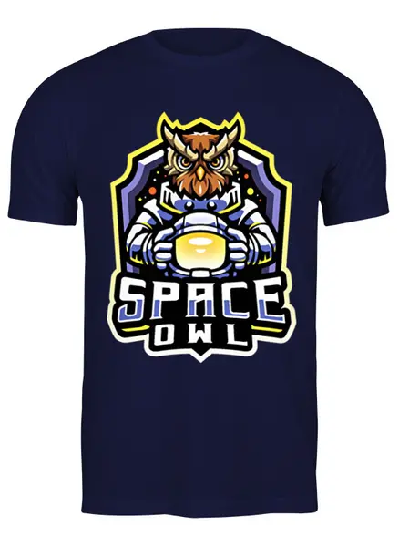 Заказать мужскую футболку в Москве. Футболка классическая Space Owl  от T-shirt print  - готовые дизайны и нанесение принтов.