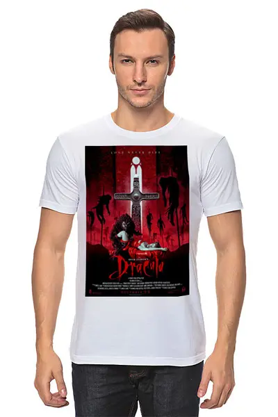 Заказать мужскую футболку в Москве. Футболка классическая Дракула / Dracula от kino.printio.ru - готовые дизайны и нанесение принтов.