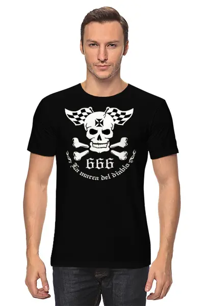 Заказать мужскую футболку в Москве. Футболка классическая Skull 666 от Leichenwagen - готовые дизайны и нанесение принтов.