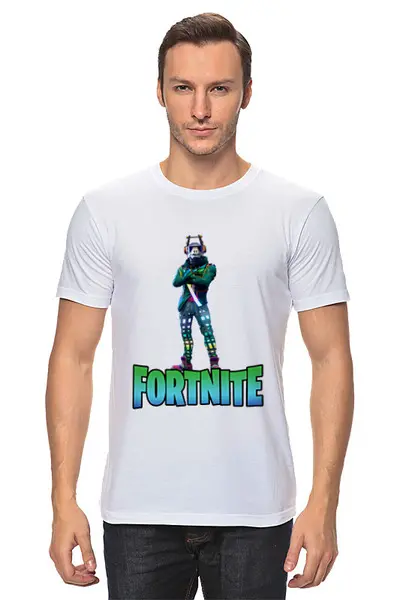 Заказать мужскую футболку в Москве. Футболка классическая Fortnite от  PRO_DESIGN - готовые дизайны и нанесение принтов.