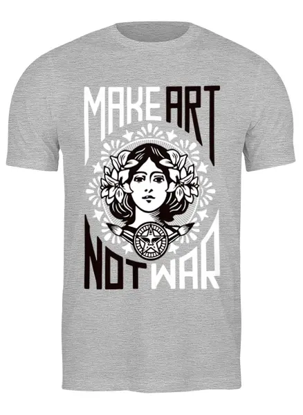 Заказать мужскую футболку в Москве. Футболка классическая Make Art Not War (Шепард Фейри) от OEX design - готовые дизайны и нанесение принтов.