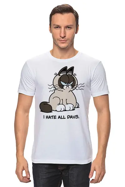 Заказать мужскую футболку в Москве. Футболка классическая Грустный Кот (Grumpy Cat) от originals - готовые дизайны и нанесение принтов.