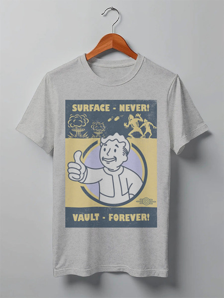 Заказать мужскую футболку в Москве. Футболка классическая Fallout. Vault - forever! от geekbox - готовые дизайны и нанесение принтов.