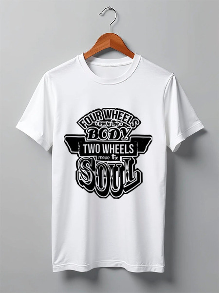 Заказать мужскую футболку в Москве. Футболка классическая Two Wheels Move The Soul от direktar94 - готовые дизайны и нанесение принтов.