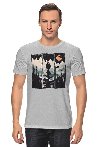 Заказать мужскую футболку в Москве. Футболка классическая Bear Owl от oneredfoxstore@gmail.com - готовые дизайны и нанесение принтов.