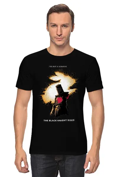 Заказать мужскую футболку в Москве. Футболка классическая The Black Knight Rises от vityaz - готовые дизайны и нанесение принтов.