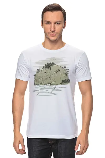 Заказать мужскую футболку в Москве. Футболка классическая Медвежья Гора от printik - готовые дизайны и нанесение принтов.