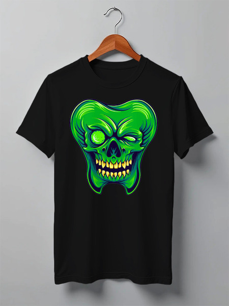 Заказать мужскую футболку в Москве. Футболка классическая Green Skull от skynatural - готовые дизайны и нанесение принтов.