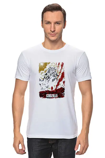 Заказать мужскую футболку в Москве. Футболка классическая Godzilla Japan от Вячеслав Дейнеко - готовые дизайны и нанесение принтов.