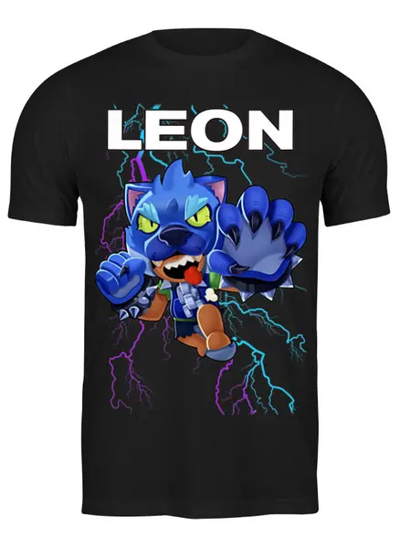 Заказать мужскую футболку в Москве. Футболка классическая Brawl Stars Leon от weeert - готовые дизайны и нанесение принтов.