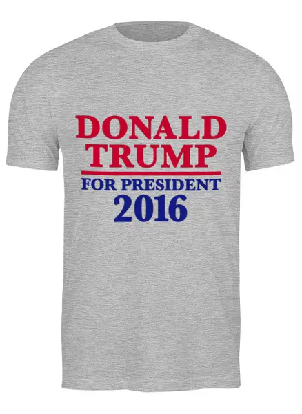 Заказать мужскую футболку в Москве. Футболка классическая Donald Trump 2016 от skynatural - готовые дизайны и нанесение принтов.