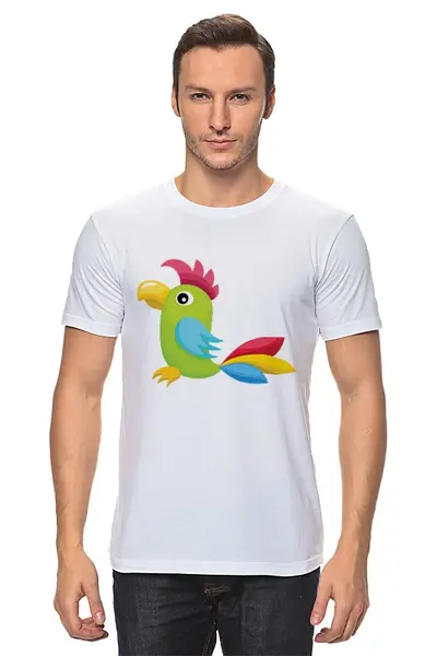 Заказать мужскую футболку в Москве. Футболка классическая Попугай от nadegda - готовые дизайны и нанесение принтов.