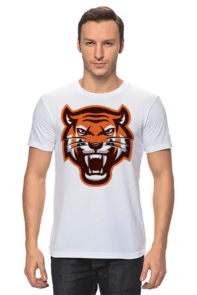 Заказать мужскую футболку в Москве. Футболка классическая Tiger от Polilog - готовые дизайны и нанесение принтов.