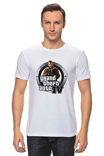 Заказать мужскую футболку в Москве. Футболка классическая Grand Theft Auto от THE_NISE  - готовые дизайны и нанесение принтов.
