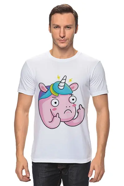 Заказать мужскую футболку в Москве. Футболка классическая Unicorn / Единорог от crash - готовые дизайны и нанесение принтов.