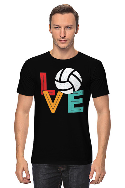 Заказать мужскую футболку в Москве. Футболка классическая Love Volleyball от skynatural - готовые дизайны и нанесение принтов.