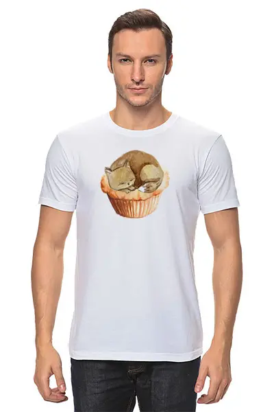 Заказать мужскую футболку в Москве. Футболка классическая Cakecat от oneredfoxstore@gmail.com - готовые дизайны и нанесение принтов.