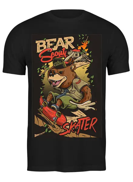 Заказать мужскую футболку в Москве. Футболка классическая Bear skater от Никита Коледенков - готовые дизайны и нанесение принтов.
