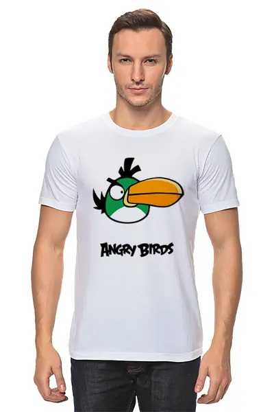 Заказать мужскую футболку в Москве. Футболка классическая Angry Birds от denis01001 - готовые дизайны и нанесение принтов.