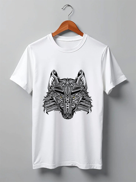Заказать мужскую футболку в Москве. Футболка классическая Волк ( Wolf ) от Zamula - готовые дизайны и нанесение принтов.