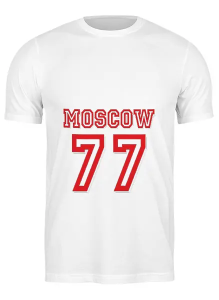 Заказать мужскую футболку в Москве. Футболка классическая 77 Moscow от Muhammad Ruziev - готовые дизайны и нанесение принтов.
