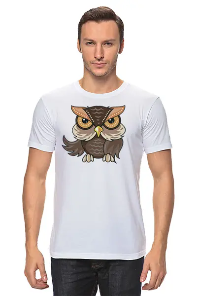 Заказать мужскую футболку в Москве. Футболка классическая Owl Here от oneredfoxstore@gmail.com - готовые дизайны и нанесение принтов.