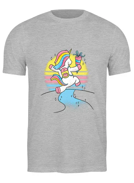 Заказать мужскую футболку в Москве. Футболка классическая Happy Unicorn от Павел Павел - готовые дизайны и нанесение принтов.
