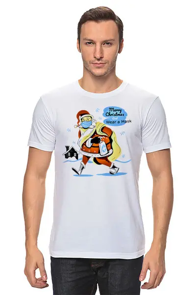 Заказать мужскую футболку в Москве. Футболка классическая Новогодняя  от T-shirt print  - готовые дизайны и нанесение принтов.